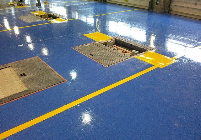 repair shop with epoxy coating